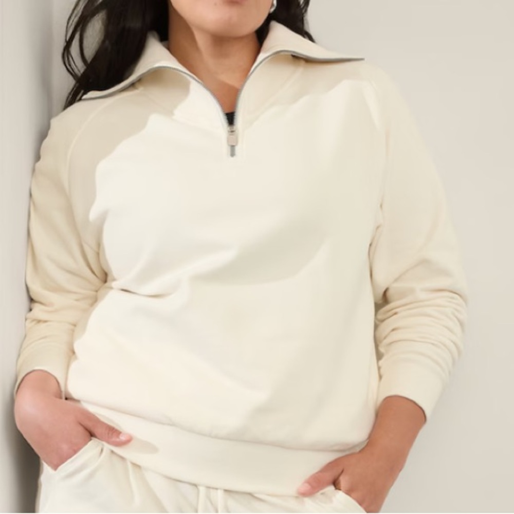Athleta Forever Fleece Relaxed 1/4 Zip Sweatshirt M - Picture 2 of 7